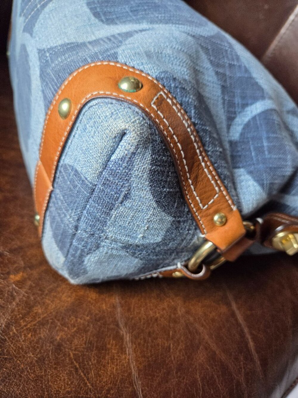 RARE Coach 10795 vintage y2k denim Carley Carly tonal blue hobo bag - Picture 12 of 15